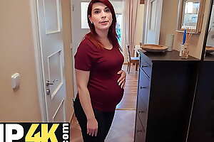 DEBT4k. Bank representative gives pregnant MILF delay in interchange for quick sex