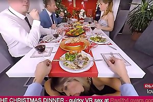 Blowjob under the table on Christmas in