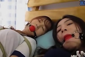 Bound and gagged asian sluts get teased