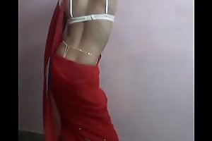 hot sexy generalized red saree