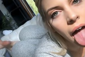 Hot blonde young lady loves jerking cock
