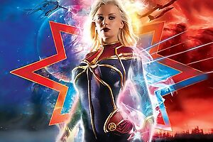 Busty Captain Marvel handles lots of big pounding cocks